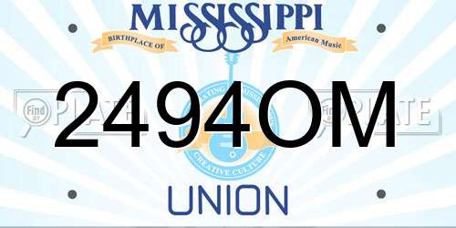 2494OM Mississippi License Plate