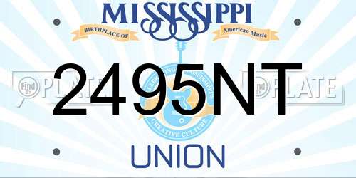 2495NT Mississippi License Plate