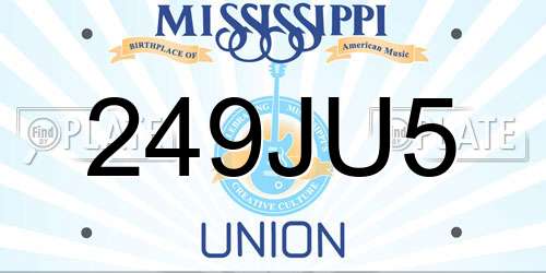 249JU5 Mississippi License Plate