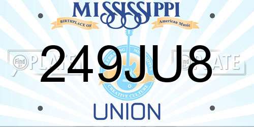 249JU8 Mississippi License Plate