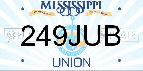 249JUB Mississippi License Plate