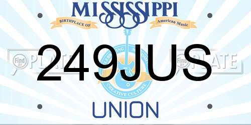 249JUS Mississippi License Plate
