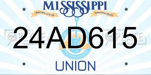24AD615 Mississippi License Plate
