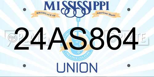 24AS864 Mississippi License Plate