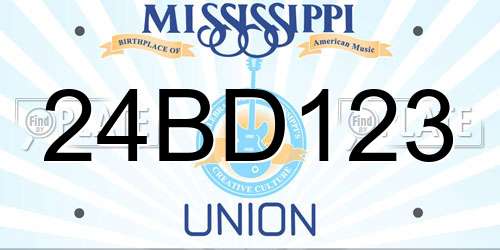 24BD123 Mississippi License Plate