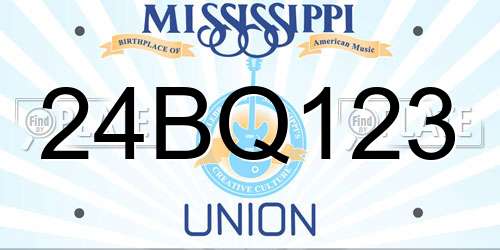 24BQ123 Mississippi License Plate