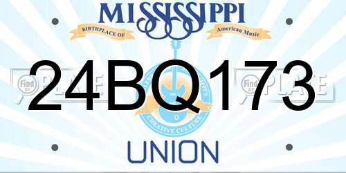 24BQ173 Mississippi License Plate