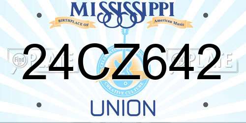 24CZ642 Mississippi License Plate