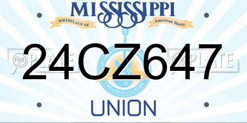 24CZ647 Mississippi License Plate