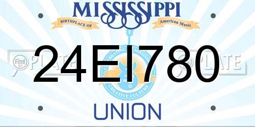 24EI780 Mississippi License Plate