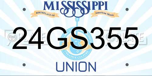 24GS355 Mississippi License Plate