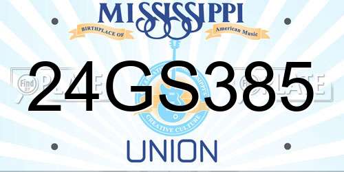 24GS385 Mississippi License Plate