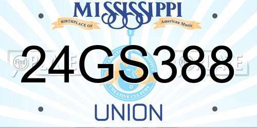 24GS388 Mississippi License Plate