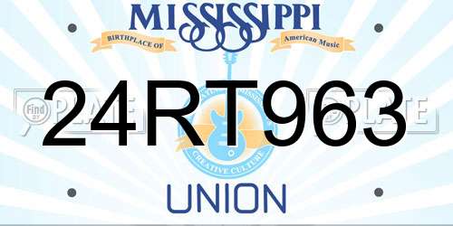 24RT963 Mississippi License Plate