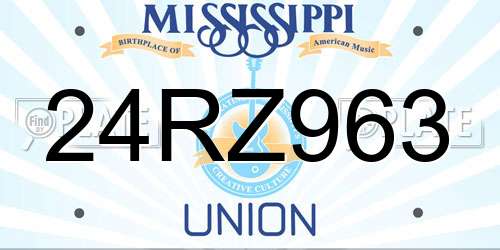 24RZ963 Mississippi License Plate