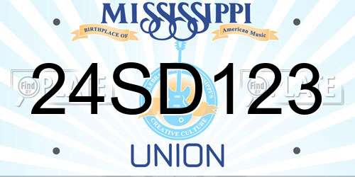 24SD123 Mississippi License Plate