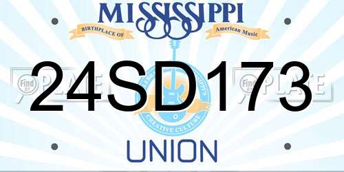 24SD173 Mississippi License Plate