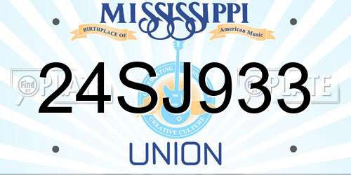 24SJ933 Mississippi License Plate