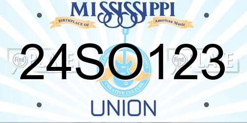 24SO123 Mississippi License Plate