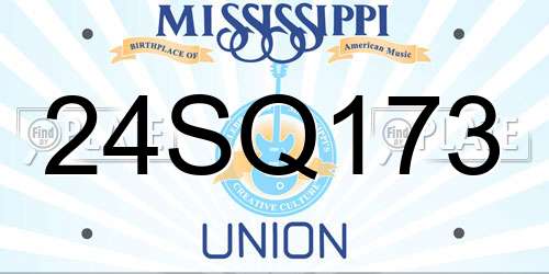 24SQ173 Mississippi License Plate