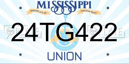24TG422 Mississippi License Plate