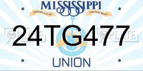24TG477 Mississippi License Plate