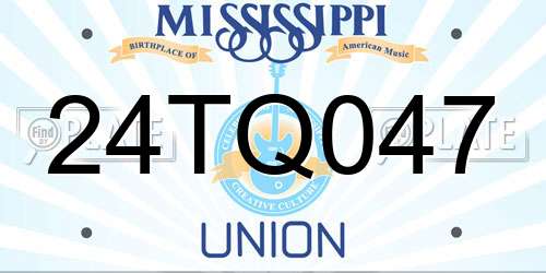 24TQ047 Mississippi License Plate