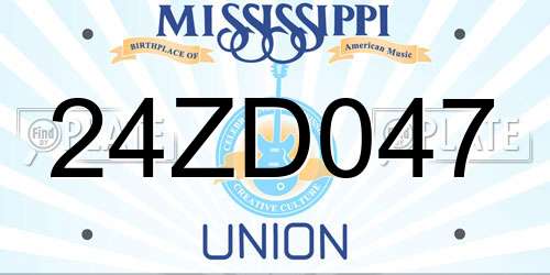 24ZD047 Mississippi License Plate
