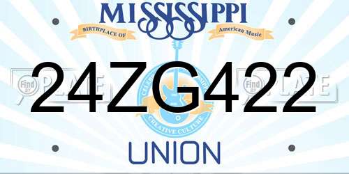 24ZG422 Mississippi License Plate