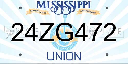 24ZG472 Mississippi License Plate