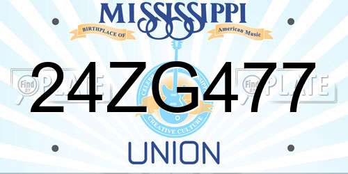24ZG477 Mississippi License Plate