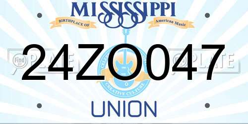 24ZO047 Mississippi License Plate