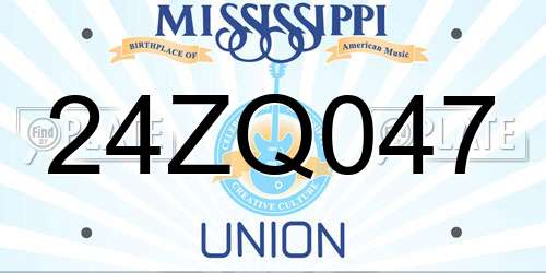 24ZQ047 Mississippi License Plate