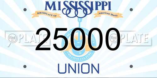 25000 Mississippi License Plate