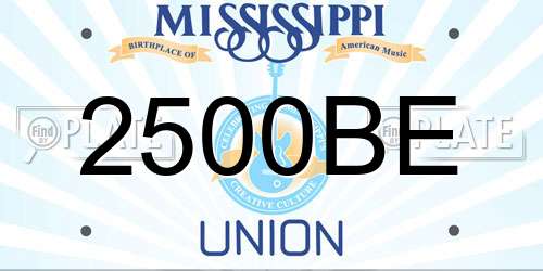 2500BE Mississippi License Plate
