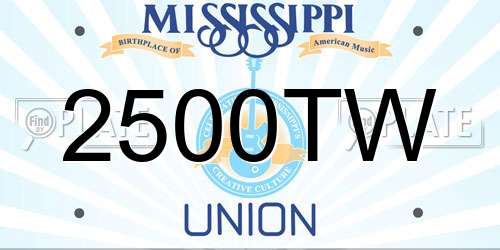 2500TW Mississippi License Plate