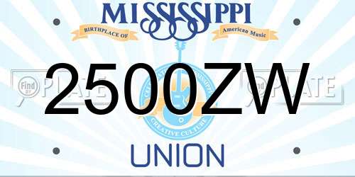 2500ZW Mississippi License Plate