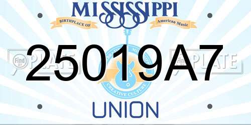 25019A7 Mississippi License Plate