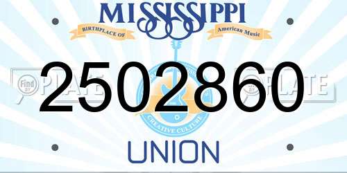 2502860 Mississippi License Plate