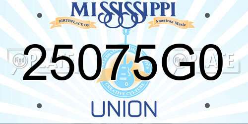 25075G0 Mississippi License Plate