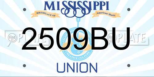 2509BU Mississippi License Plate