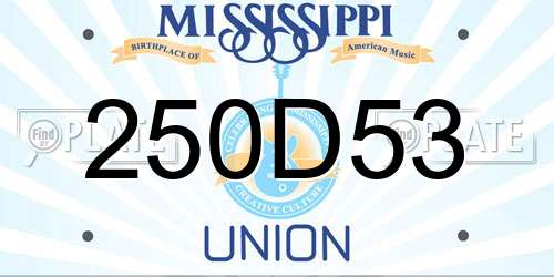 250D53 Mississippi License Plate
