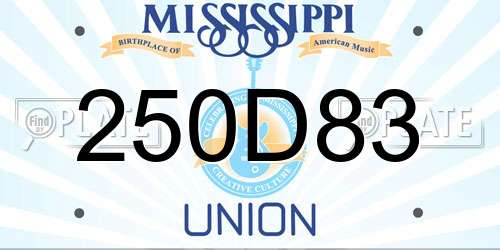250D83 Mississippi License Plate