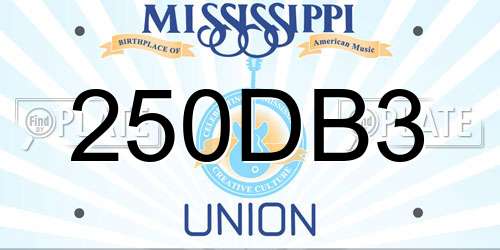 250DB3 Mississippi License Plate