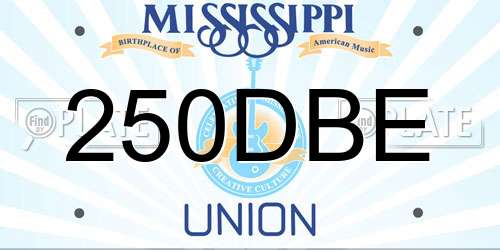 250DBE Mississippi License Plate