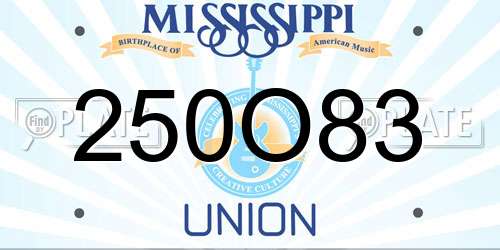 250O83 Mississippi License Plate