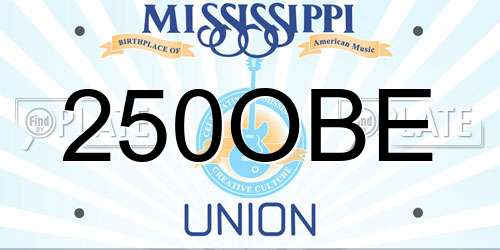250OBE Mississippi License Plate