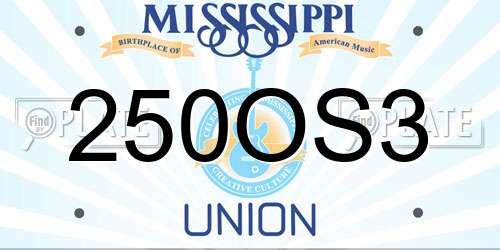 250OS3 Mississippi License Plate