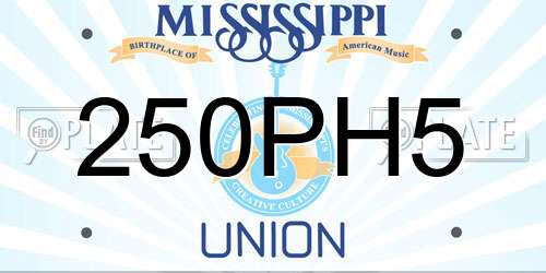250PH5 Mississippi License Plate