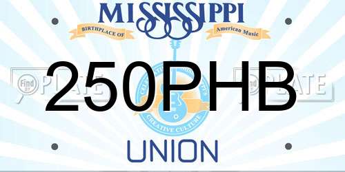 250PHB Mississippi License Plate